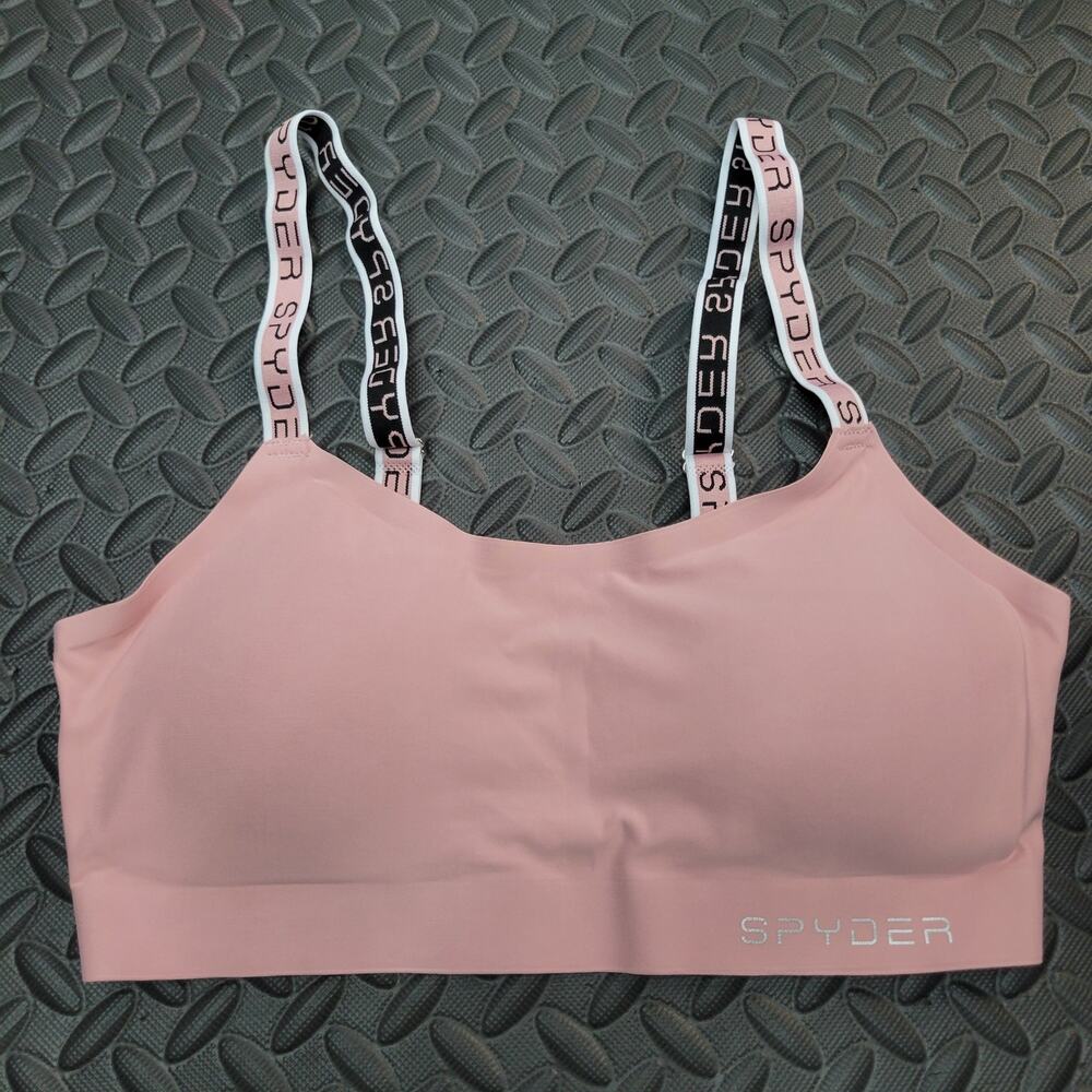 Spyder Sports Bra Women's M Pink Front Zip Racerback Workout Gym Activewear